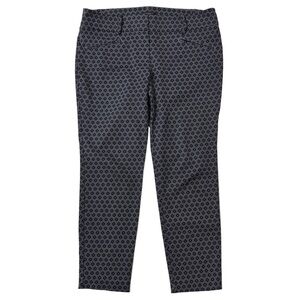 {Ann Taylor} Short Petite Gray Black Print Mid Rise Straight Ankle Dress Pants